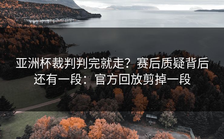 亚洲杯裁判判完就走？赛后质疑背后还有一段：官方回放剪掉一段
