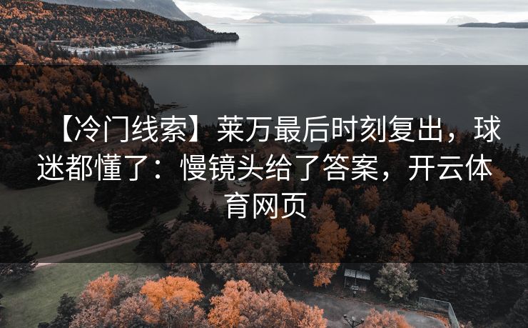 【冷门线索】莱万最后时刻复出，球迷都懂了：慢镜头给了答案，开云体育网页